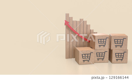 The Card box and chart for shopping transportation on line concept 3d Rendering. The Card box and chart for shopping transportation on line concept 3d Rendering. 129166144