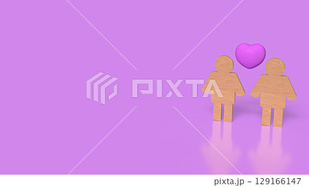 The Wood plate two men and heart for lgbtq concept 3d Rendering. 129166147