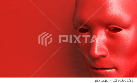 The Red face for Abstract Background concept 3d Rendering. 129166153
