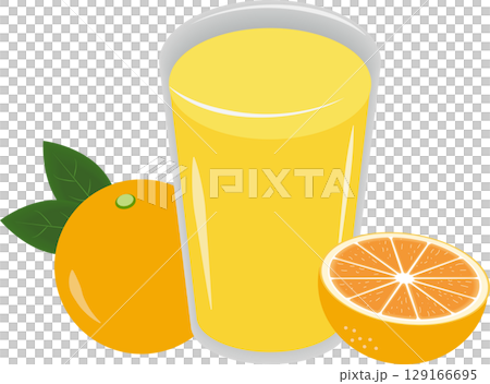 カットしたオレンジとオレンジジュース 129166695