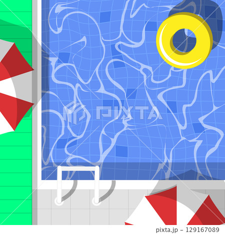 top view of summer swimming pool background top view of summer swimming pool background 129167089
