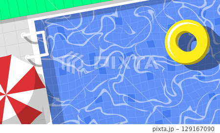 top view of summer swimming pool background 129167090