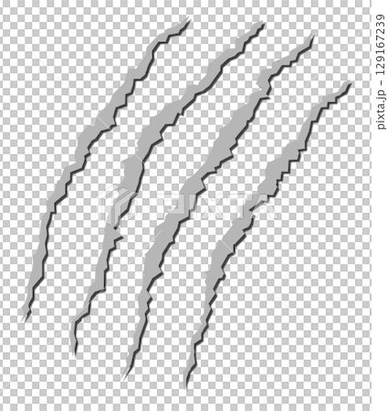 獣や危険な動物が爪で傷を付けて縄張りにするイラスト 129167239