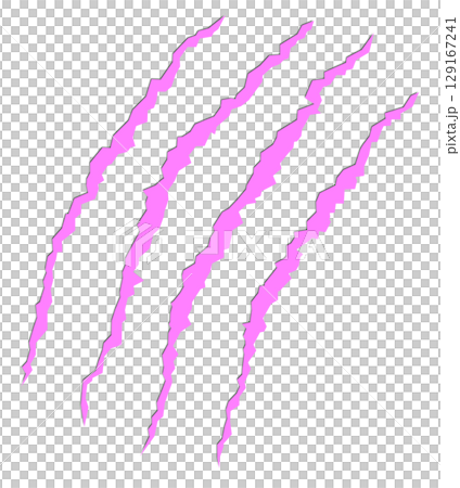 獣や危険な動物が爪で傷を付けて縄張りにするイラスト 129167241