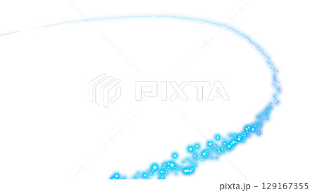 透明背景の青色の曲線状スパークル光ライン 129167355