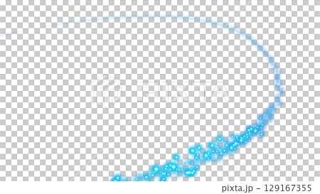 透明背景上藍色彎曲的閃光燈光線 129167355
