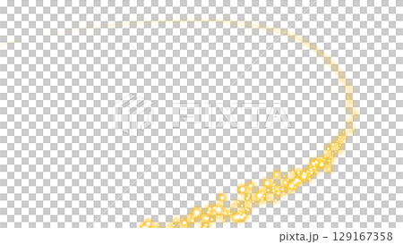 Orange curved sparkle light lines on transparency background 129167358