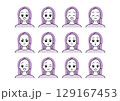 いろいろな表情の女性イラストセット 129167453