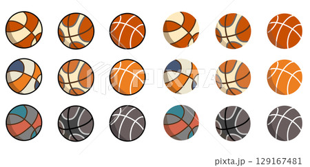 カラフルなバスケットボールのセットイラスト素材 129167481