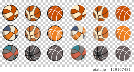 カラフルなバスケットボールのセットイラスト素材 129167481