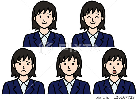 スーツ姿の若い女性アイコンセット スーツ姿の若い女性アイコンセット 129167725