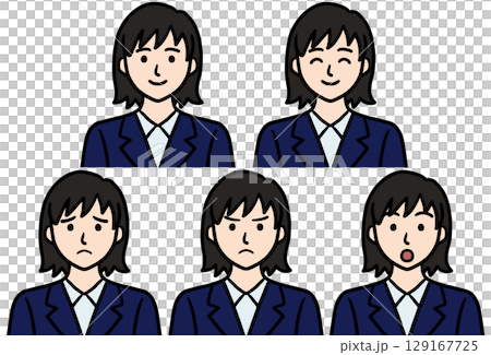 スーツ姿の若い女性アイコンセット スーツ姿の若い女性アイコンセット 129167725