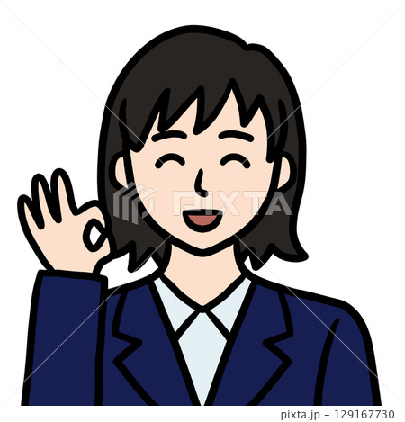 OKするスーツ姿の若い女性（笑顔） 129167730