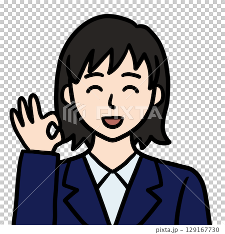 OKするスーツ姿の若い女性（笑顔） 129167730