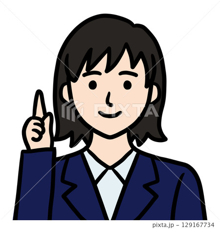 指差すスーツ姿の若い女性（通常） 129167734