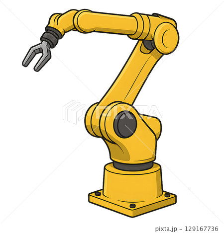 工場で稼働する6軸ロボットのイラスト 129167736