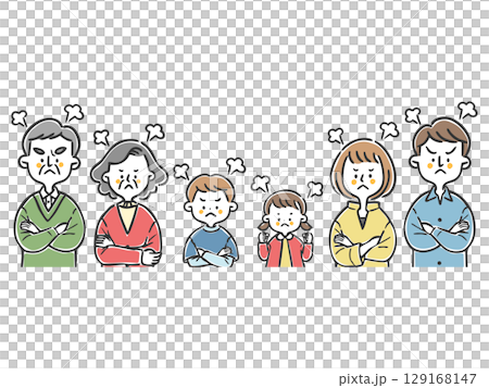 憤怒的家庭三代上半身向量 憤怒的家庭三代上半身向量 129168147