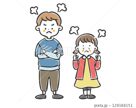 怒っている男の子と女の子 全身 ベクター 怒っている男の子と女の子 全身 ベクター 129168151