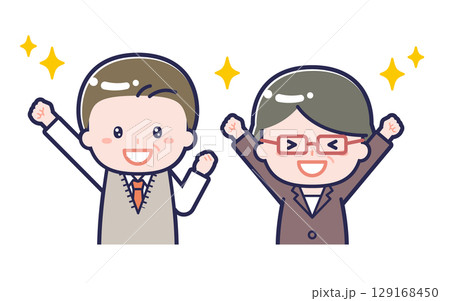 中年の会社員／2人組／男女 03 129168450