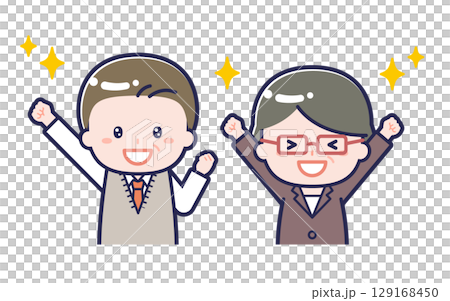 中年の会社員／2人組／男女 03 129168450