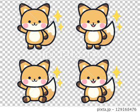 A touching and cute mini fox illustration set A touching and cute mini fox illustration set 129168476