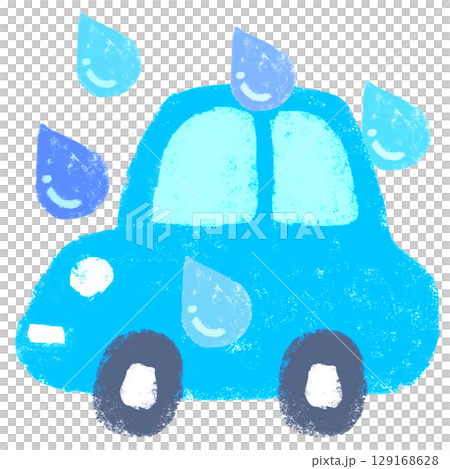 Simple illustration, crayon touch, heavy rain and cars Simple illustration, crayon touch, heavy rain and cars 129168628