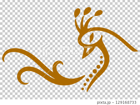 孔雀插圖。裝飾剪影。 129168733