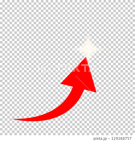 上升的紅色箭頭和發光圖示(透明背景) 上升的紅色箭頭和發光圖示(透明背景) 129168757