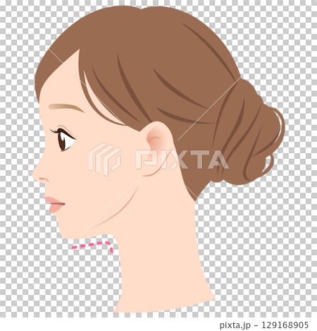 A woman's profile with a clean chin 129168905