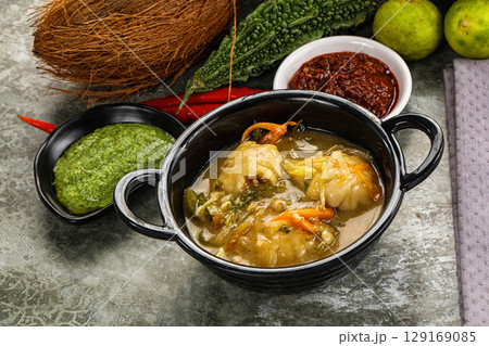 Chinese wonton soup with dumplings Chinese wonton soup with dumplings 129169085