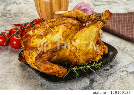 Homemade Grilled whole chicken with spices 129169187