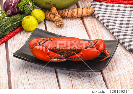 Hot fresh Boiled red crab 129169214