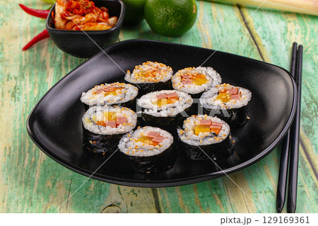 Koream homemade roll Kimbap with nori seaweed Koream homemade roll Kimbap with nori seaweed 129169361