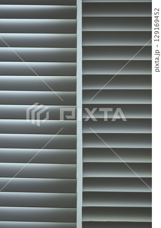 white window blinds in home, object for decorate interior of house 129169452
