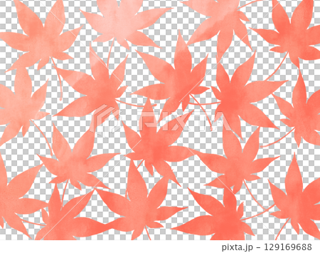 Maple silhouette red watercolor 129169688