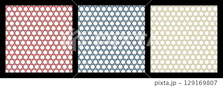 3色の籠目和柄パターン 129169807