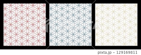 3色の和柄パターン 129169811