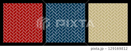 3色の和柄パターン 129169812