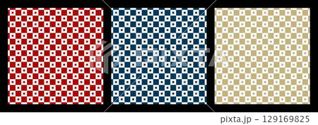 3色の和柄パターン 129169825