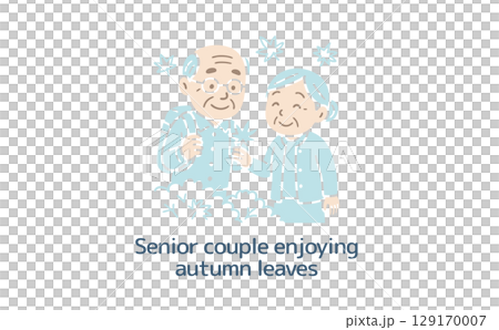 Senior couple enjoying autumn leaves (no main lines) 129170007