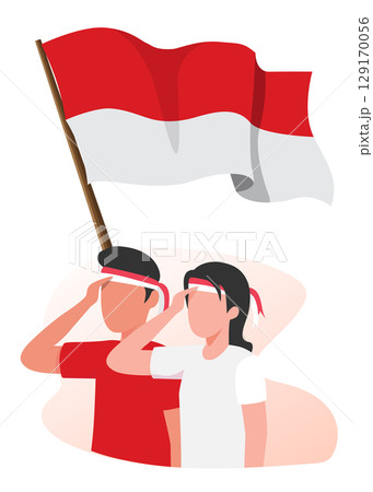 Happy Indonesia independence day vector illustration. 129170056