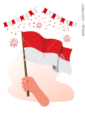 Illustration of Indonesian independence day, August 17. stock illustration 129170057