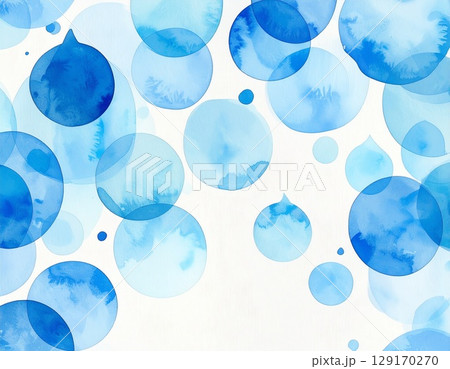 水彩風の青色の雫の背景 129170270
