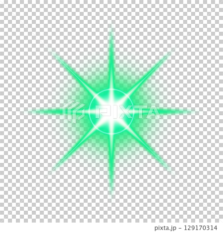 緑色の発光エフェクトと光の放射(透明背景) 緑色の発光エフェクトと光の放射(透明背景) 129170314