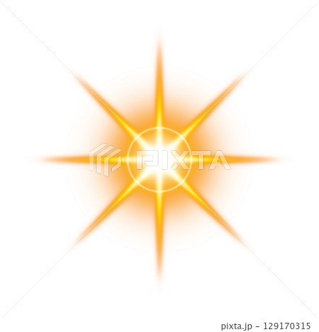 オレンジ色の発光エフェクトと光の放射(透明背景) オレンジ色の発光エフェクトと光の放射(透明背景) 129170315