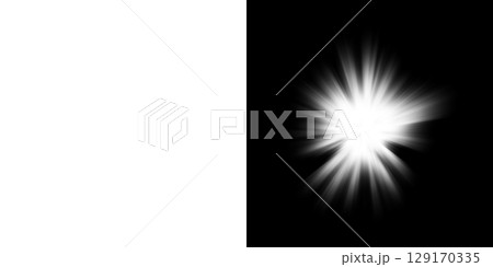 左半分が透明背景、右半分が黒背景の爆発と放射光エフェクトセット 129170335