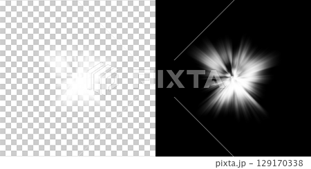 左半分が透明背景、右半分が黒背景の爆発と放射光エフェクトセット 左半分が透明背景、右半分が黒背景の爆発と放射光エフェクトセット 129170338