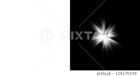 左半分が透明背景、右半分が黒背景の爆発と放射光エフェクトセット 129170339
