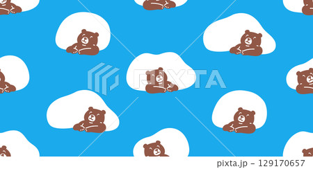 bear seamless pattern polar bear cloud stone scarf vector cartoon doodle teddy gift wrapping paper tile background repeat wallpaper illustration design 129170657