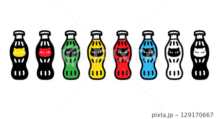 cat vector kitten soda bottle calico icon cartoon character pet doodle illustration animal breed symbol isolated design 129170667